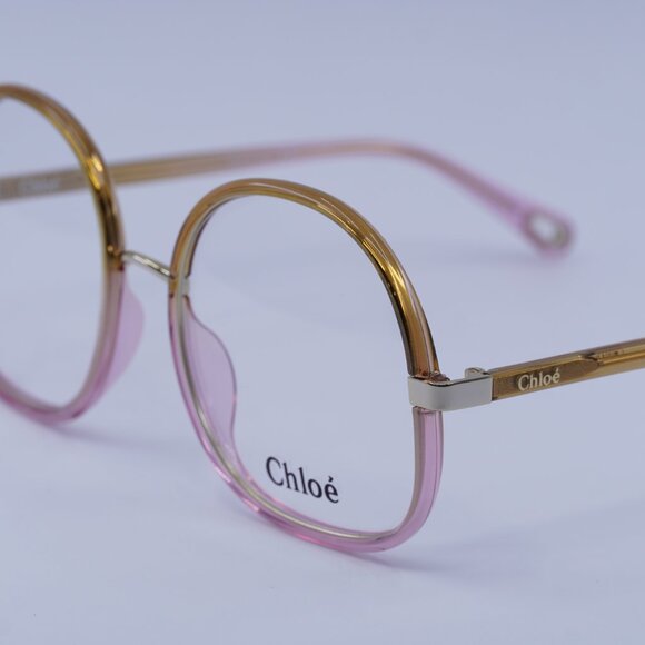 Chloe CH0032O 001 Eyeglasses Yellow/Pink 55mm Round Frame - Picture 5 of 11